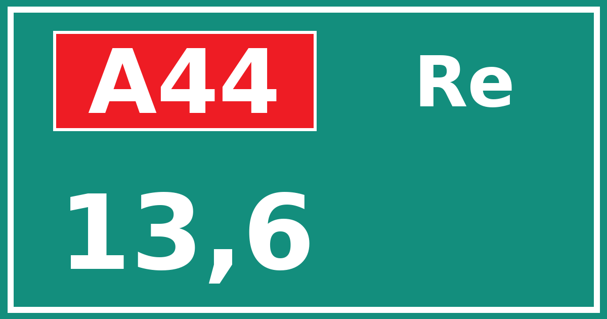 Hectometerbord A44 13,6 zijde Re