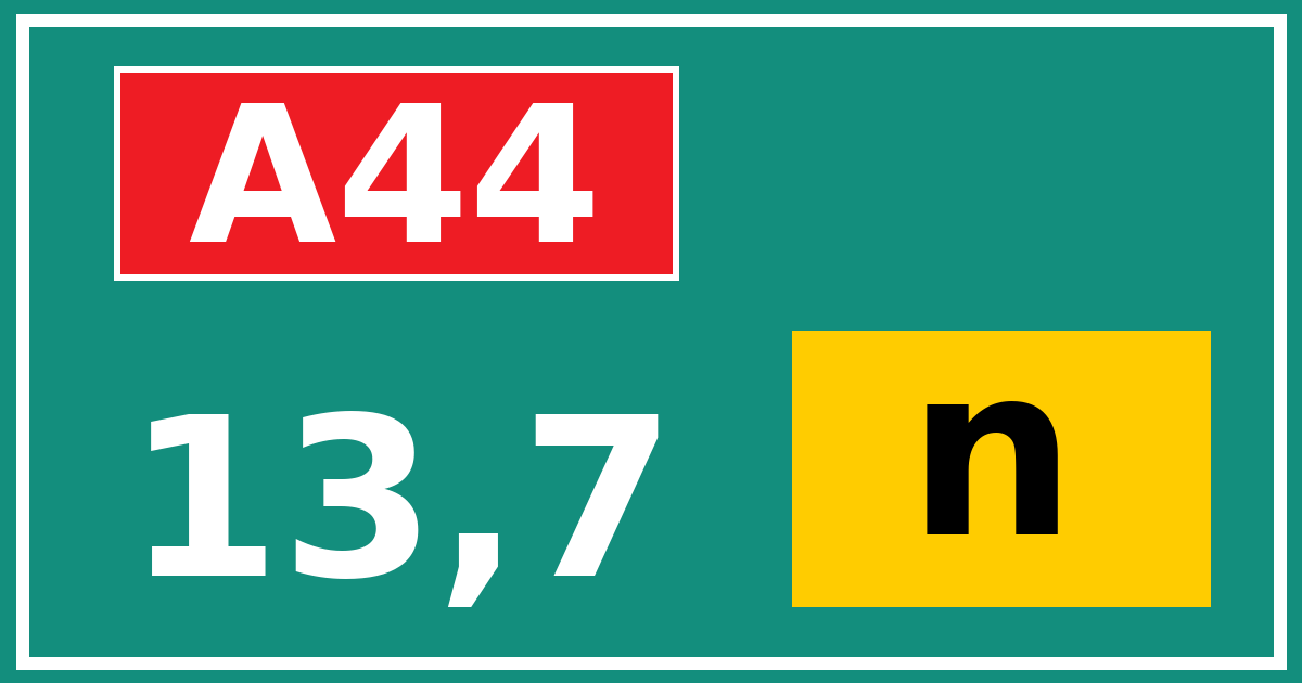 Hectometerbord A44 13,7 letter n
