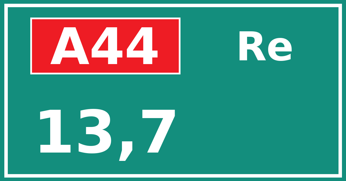 Hectometerbord A44 13,7 zijde Re