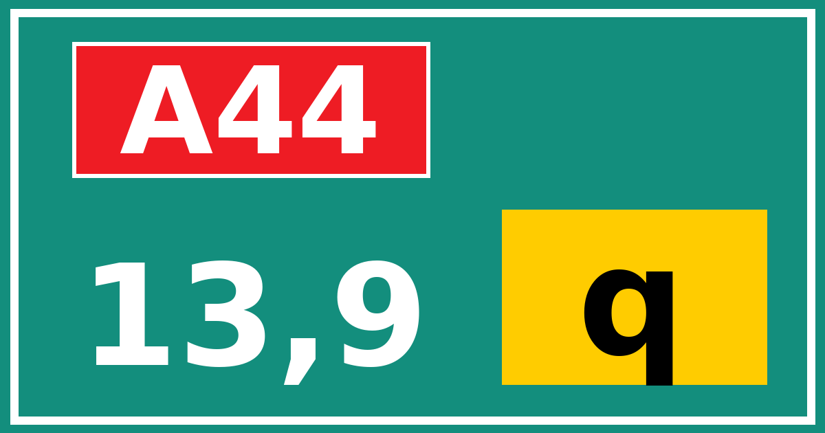 Hectometerbord A44 13,9 letter q