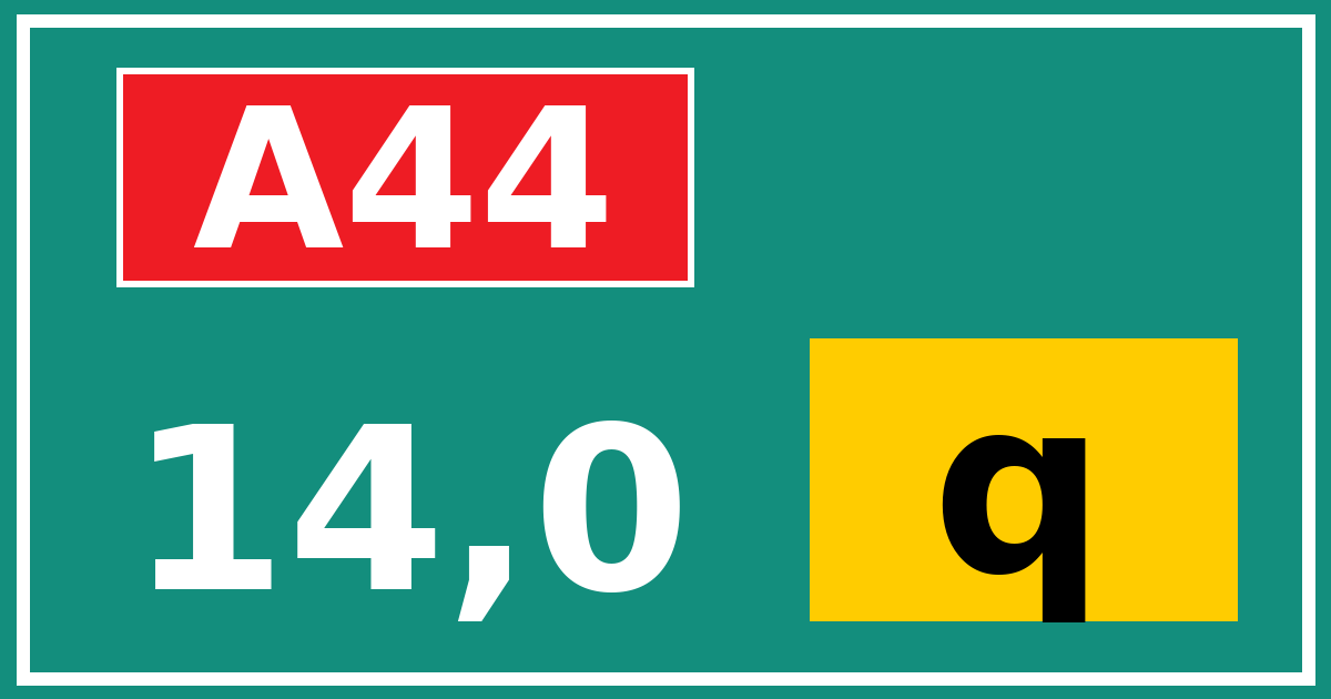 Hectometerbord A44 14,0 letter q