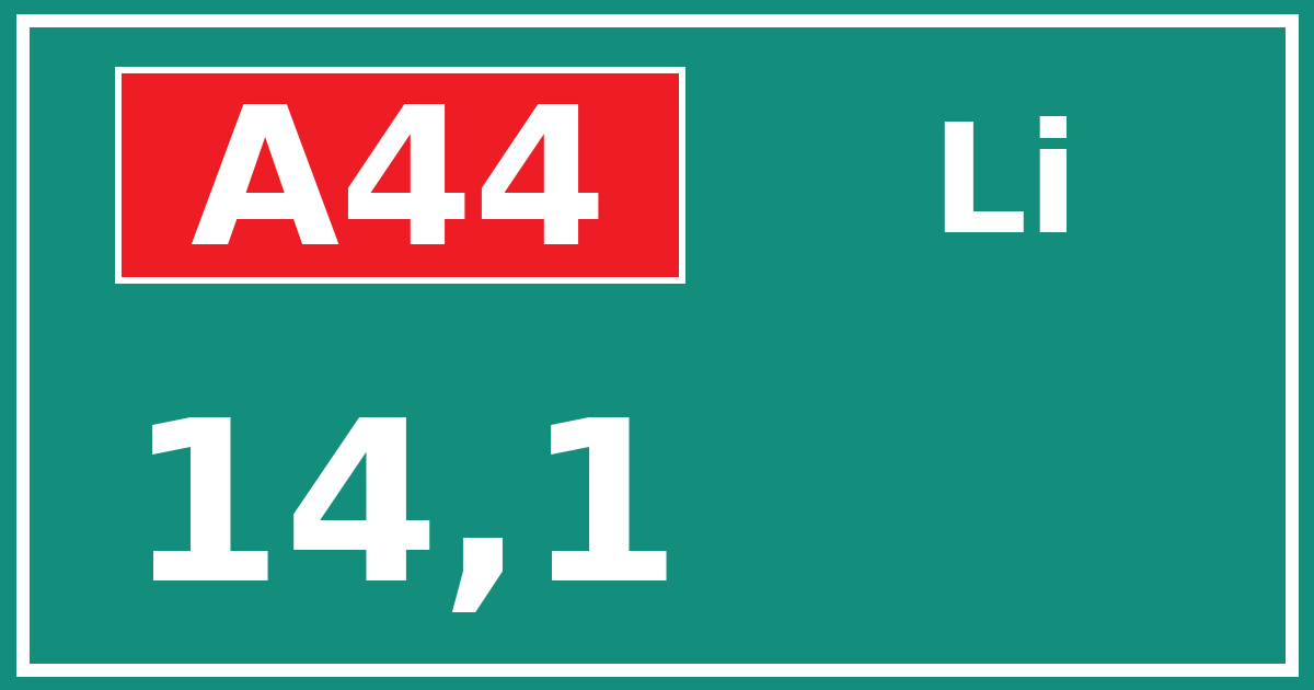 Hectometerbord A44 14,1 zijde Li
