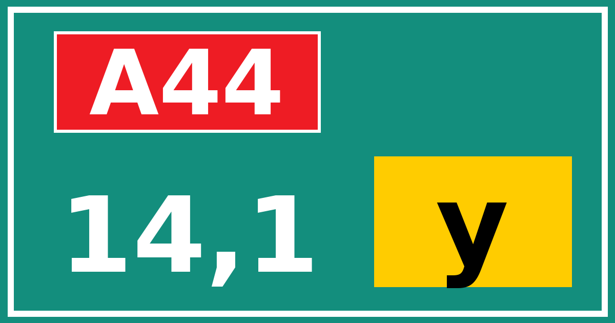 Hectometerbord A44 14,1 letter y
