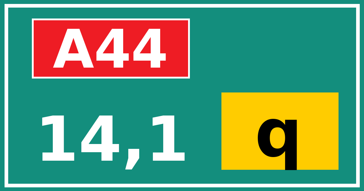 Hectometerbord A44 14,1 letter q