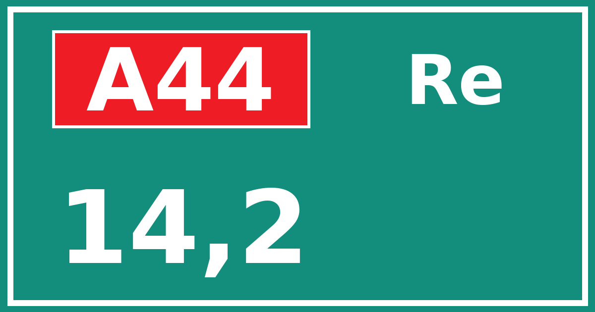 Hectometerbord A44 14,2 zijde Re