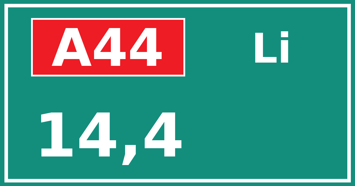 Hectometerbord A44 14,4 zijde Li