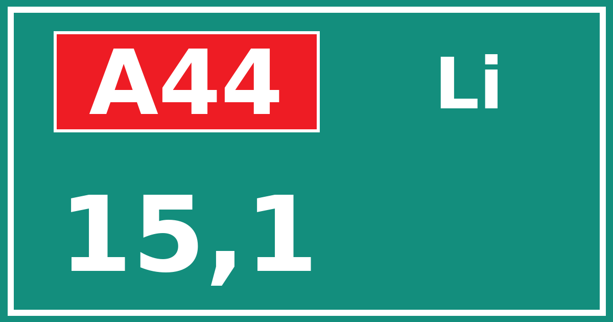 Hectometerbord A44 15,1 zijde Li
