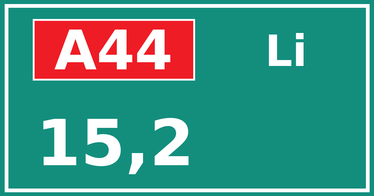 Hectometerbord A44 15,2 zijde Li