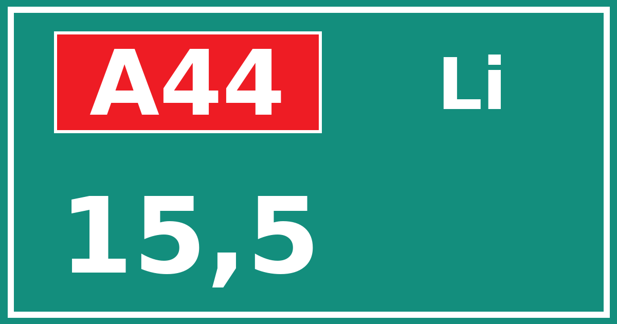 Hectometerbord A44 15,5 zijde Li