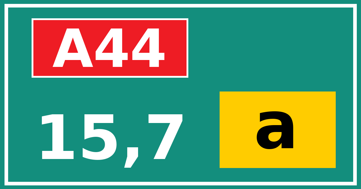 Hectometerbord A44 15,7 letter a