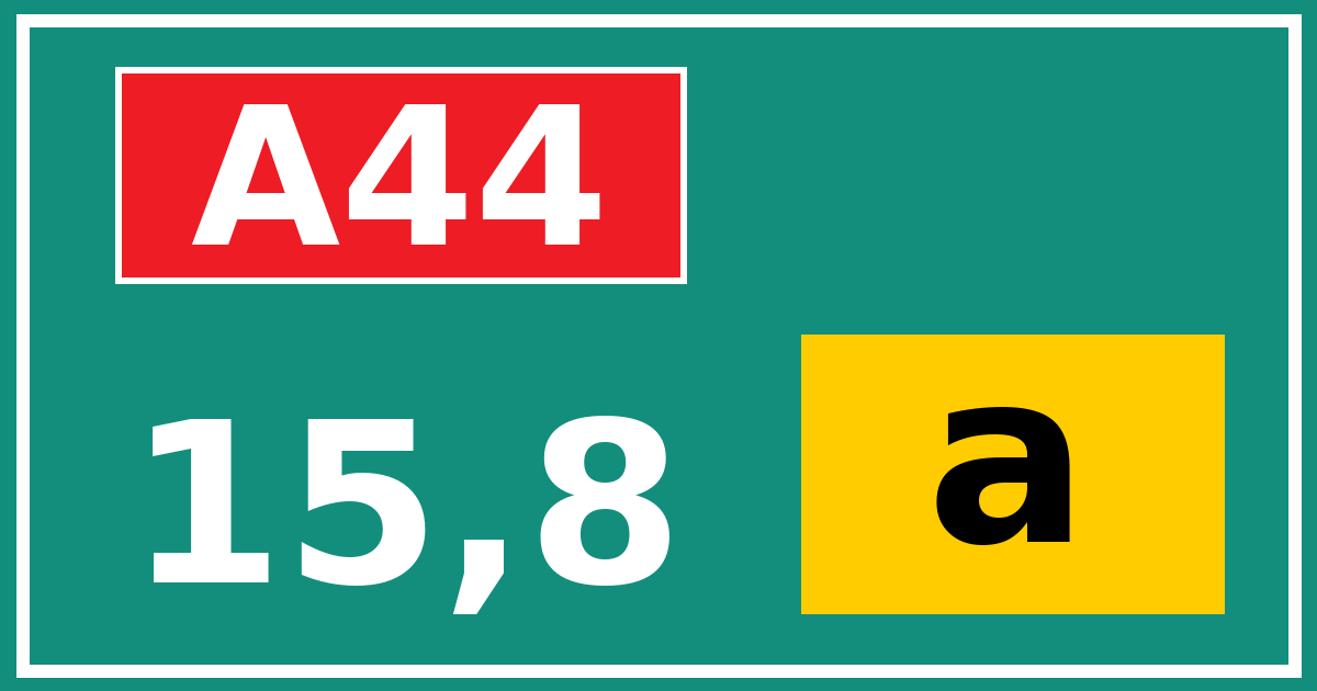 Hectometerbord A44 15,8 letter a
