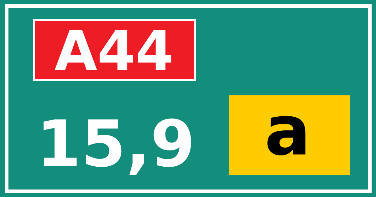 Hectometerbord A44 15,9 letter a