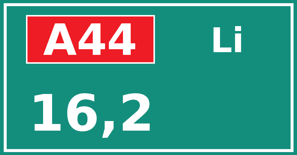 Hectometerbord A44 16,2 zijde Li