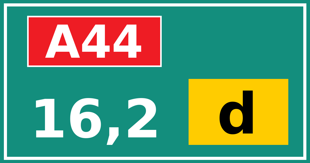 Hectometerbord A44 16,2 letter d