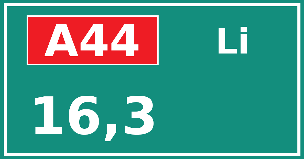 Hectometerbord A44 16,3 zijde Li
