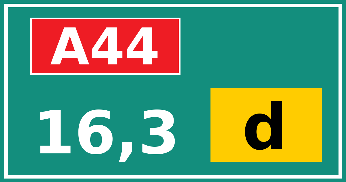 Hectometerbord A44 16,3 letter d