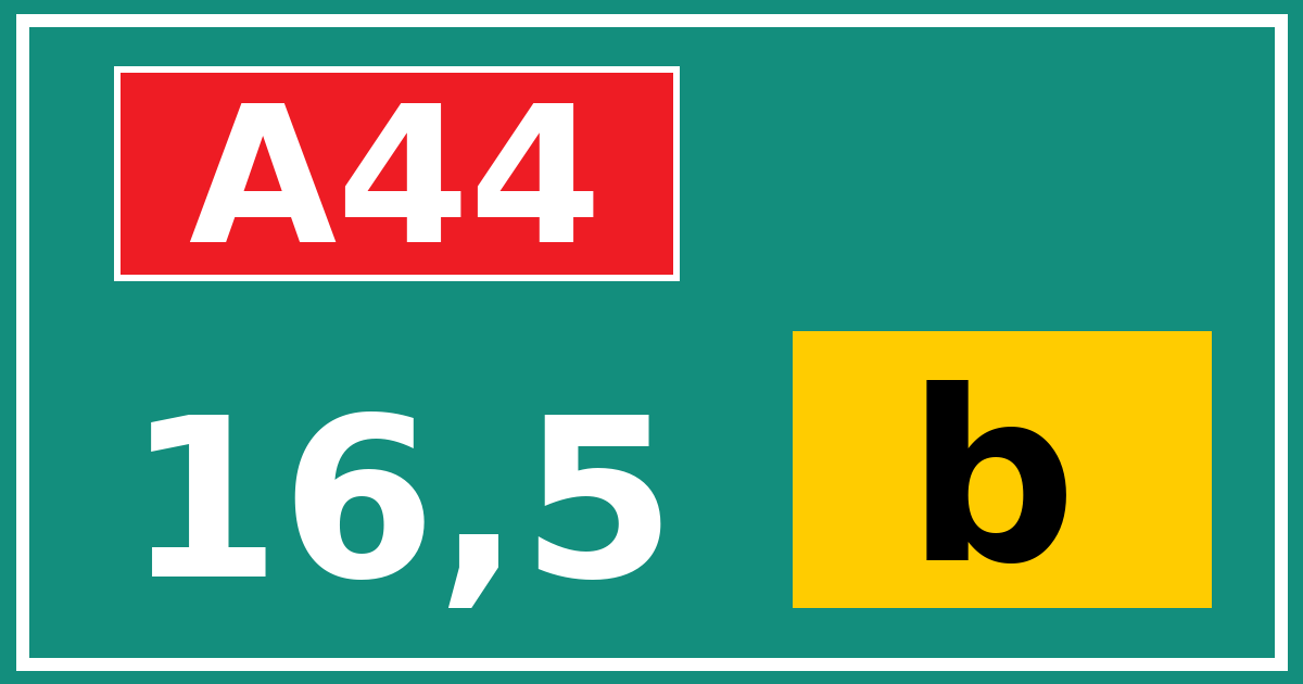 Hectometerbord A44 16,5 letter b