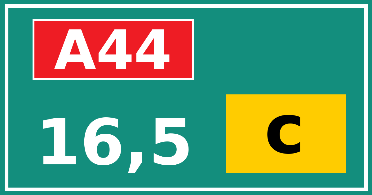 Hectometerbord A44 16,5 letter c