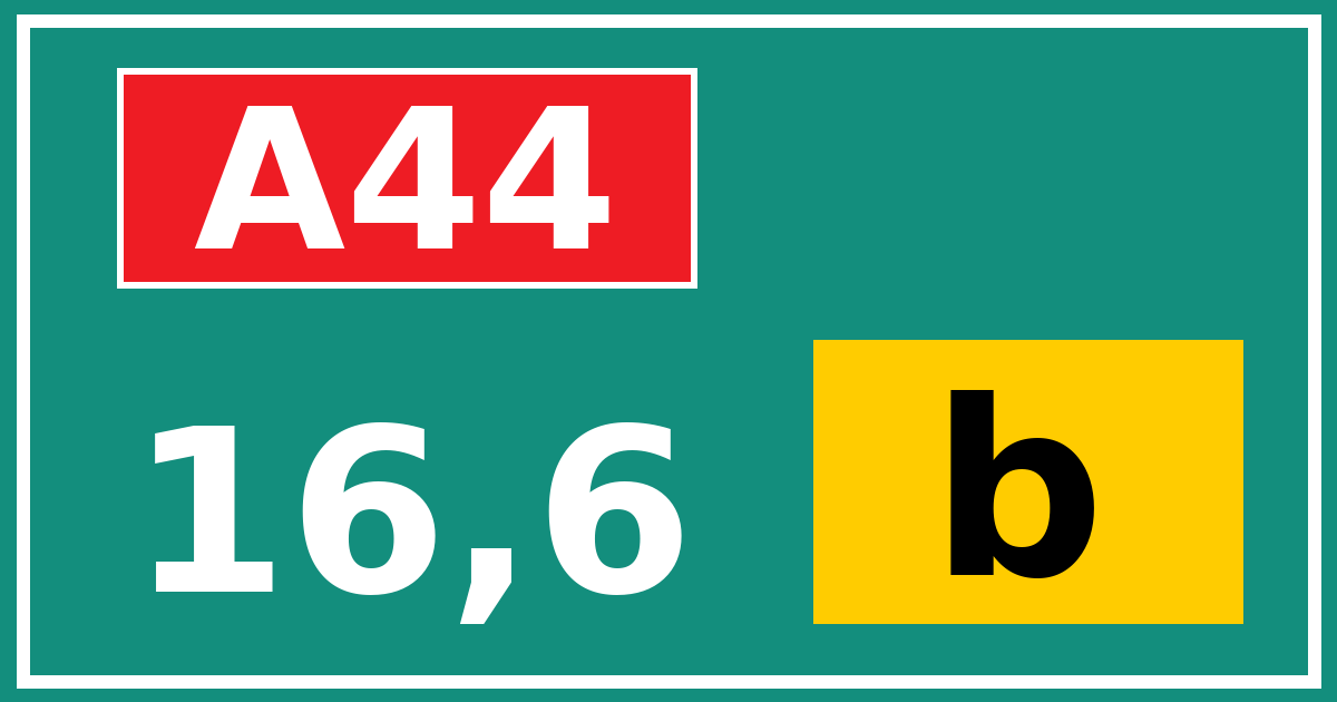 Hectometerbord A44 16,6 letter b