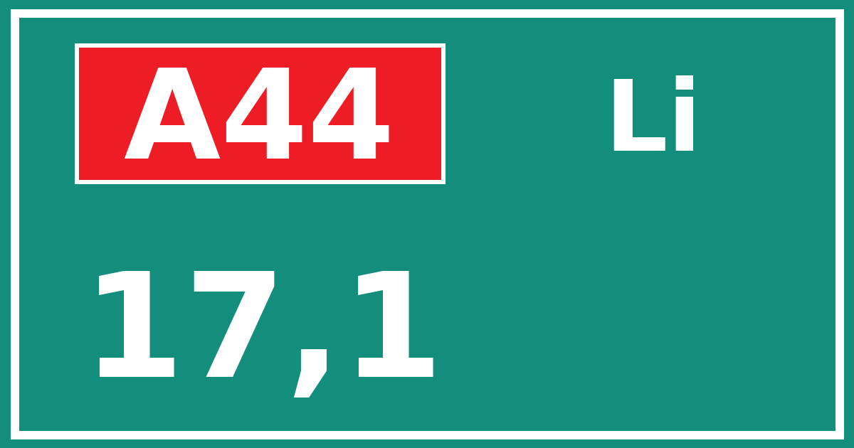 Hectometerbord A44 17,1 zijde Li