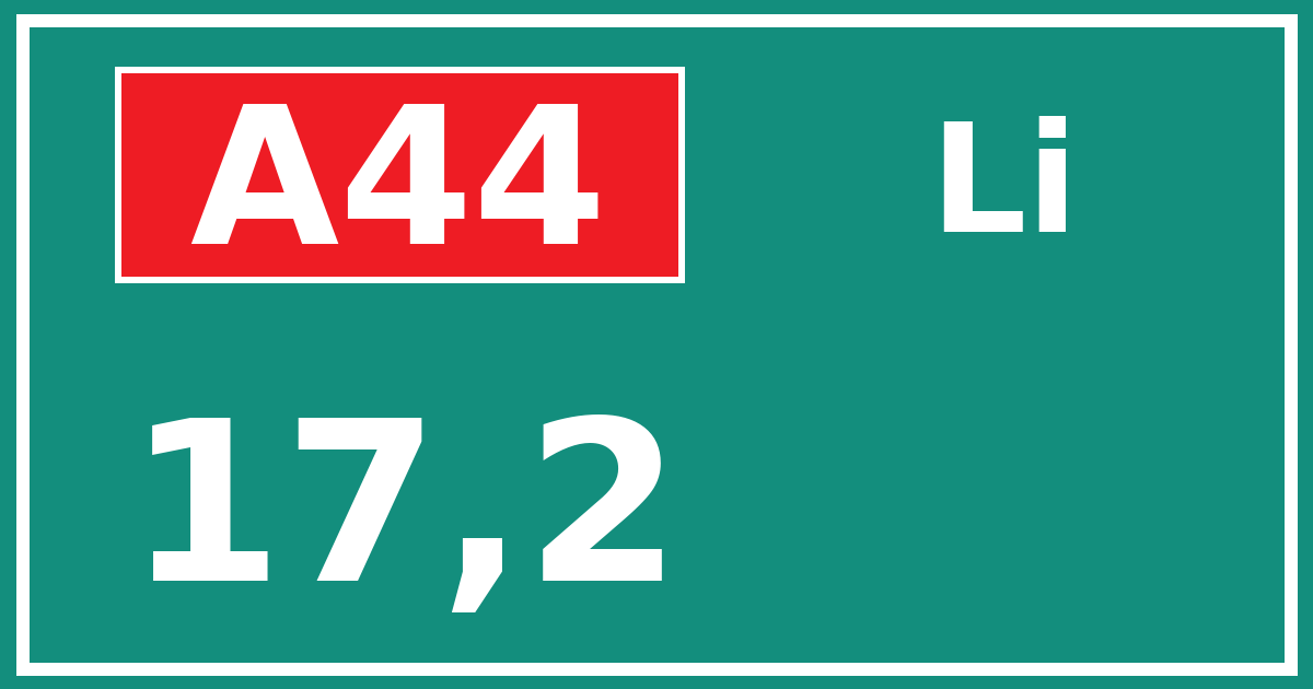 Hectometerbord A44 17,2 zijde Li