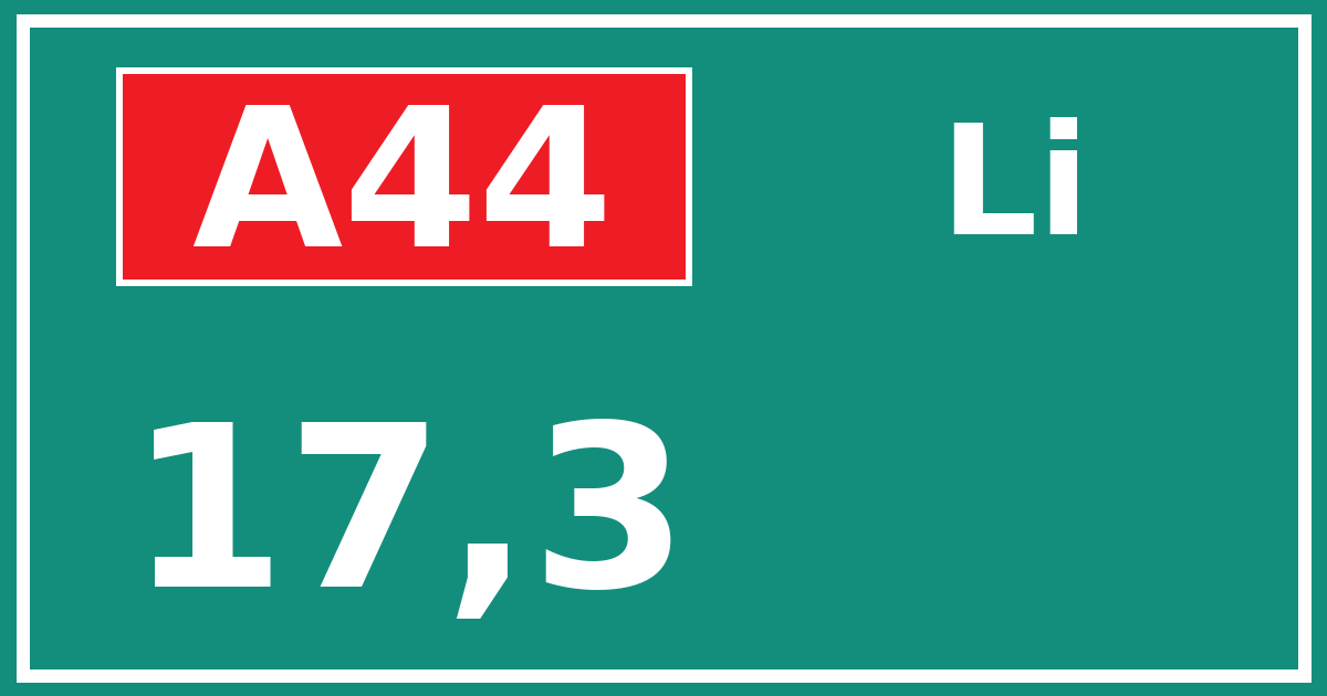 Hectometerbord A44 17,3 zijde Li