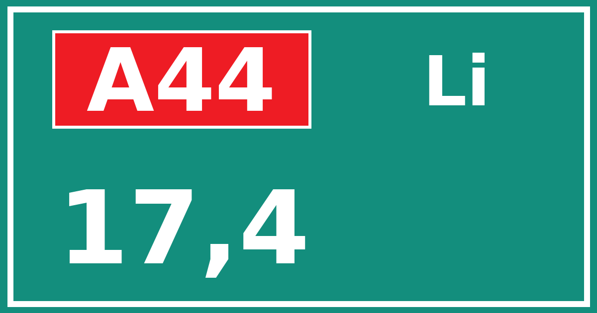 Hectometerbord A44 17,4 zijde Li