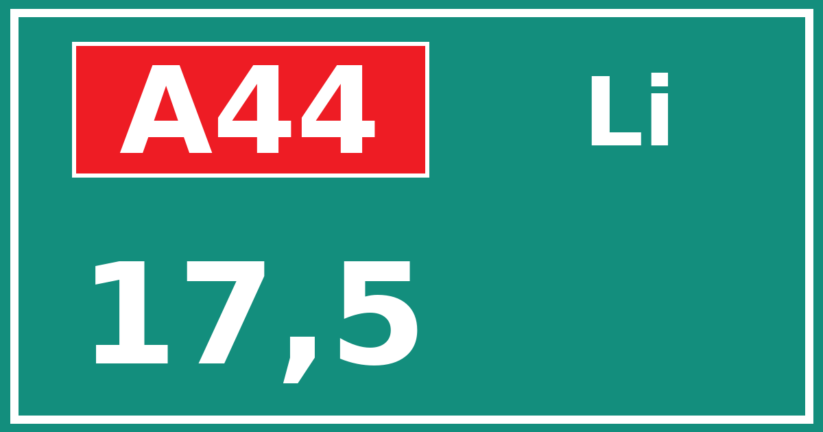 Hectometerbord A44 17,5 zijde Li