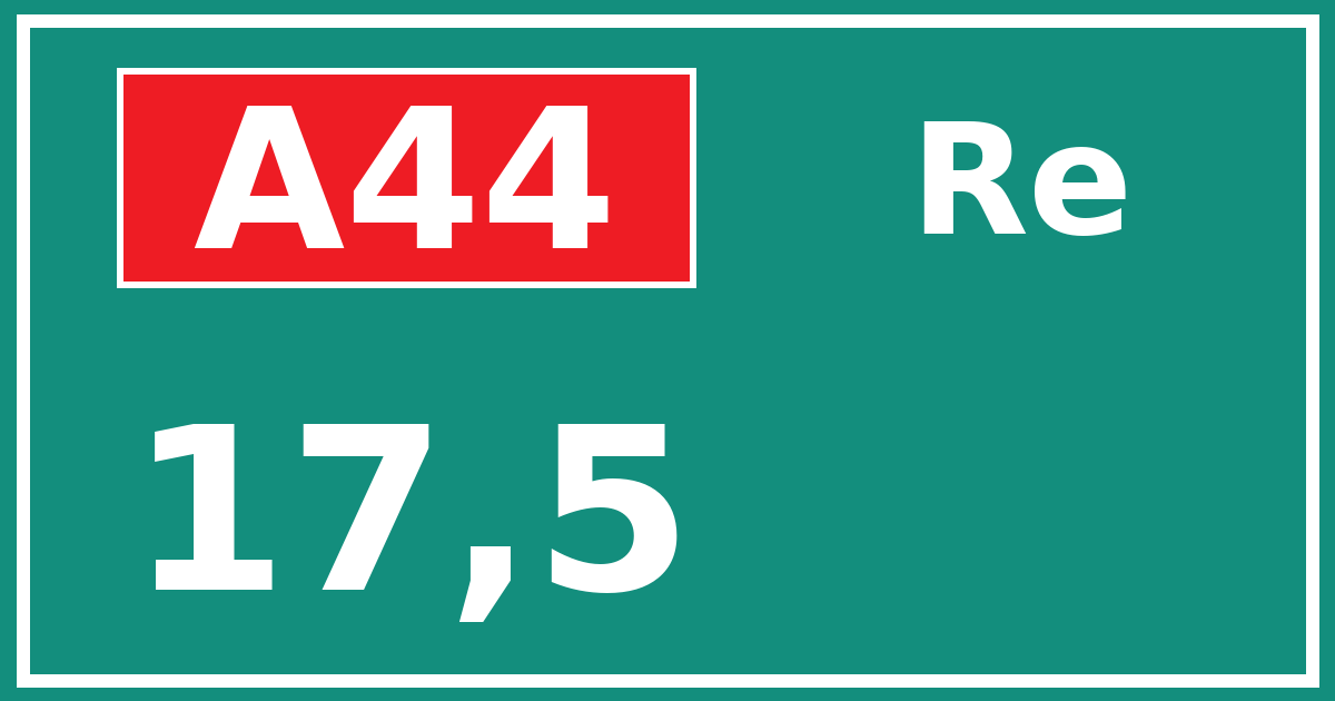 Hectometerbord A44 17,5 zijde Re