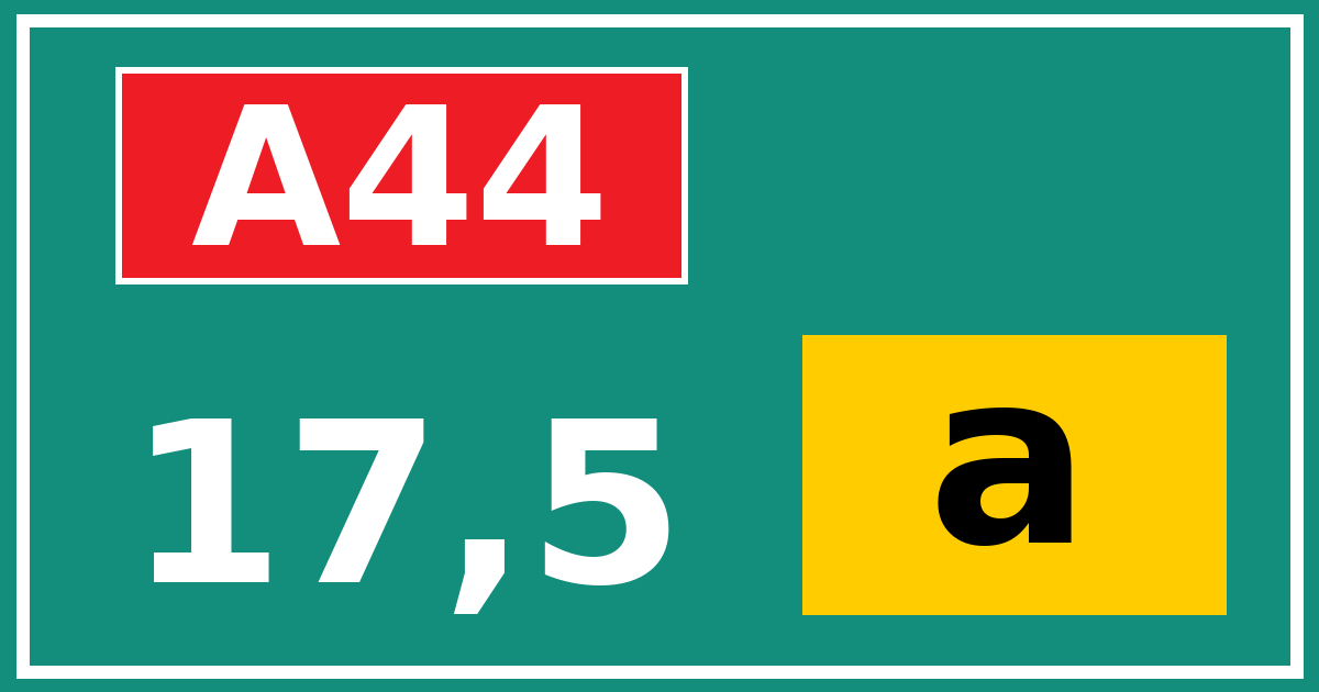 Hectometerbord A44 17,5 letter a
