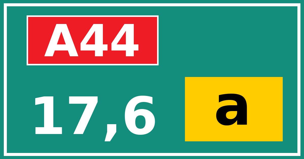 Hectometerbord A44 17,6 letter a