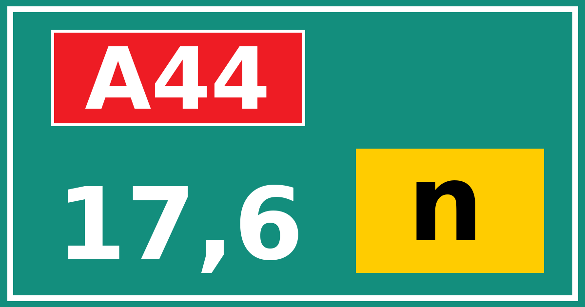 Hectometerbord A44 17,6 letter n