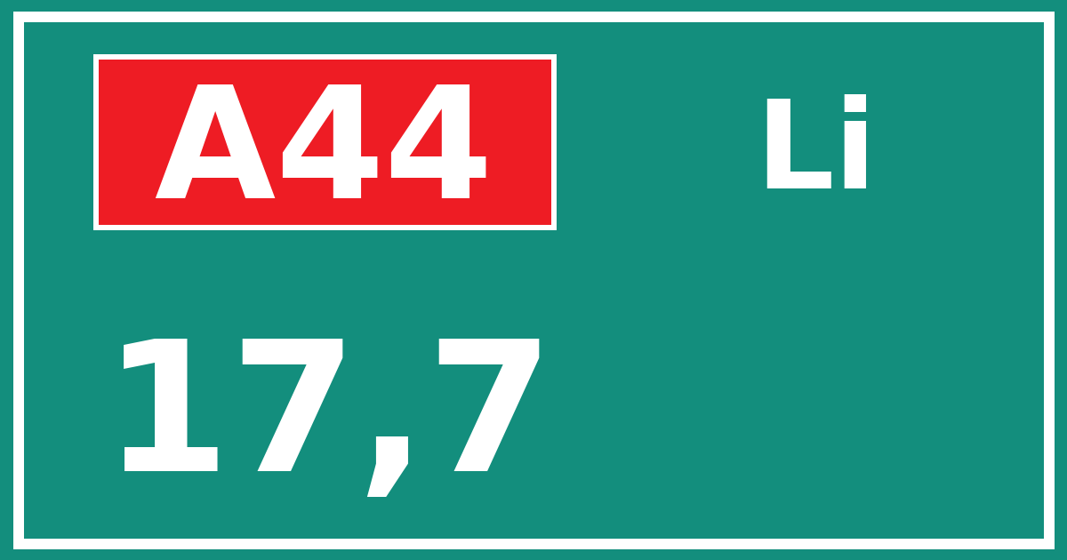 Hectometerbord A44 17,7 zijde Li