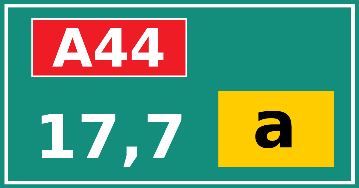 Hectometerbord A44 17,7 letter a