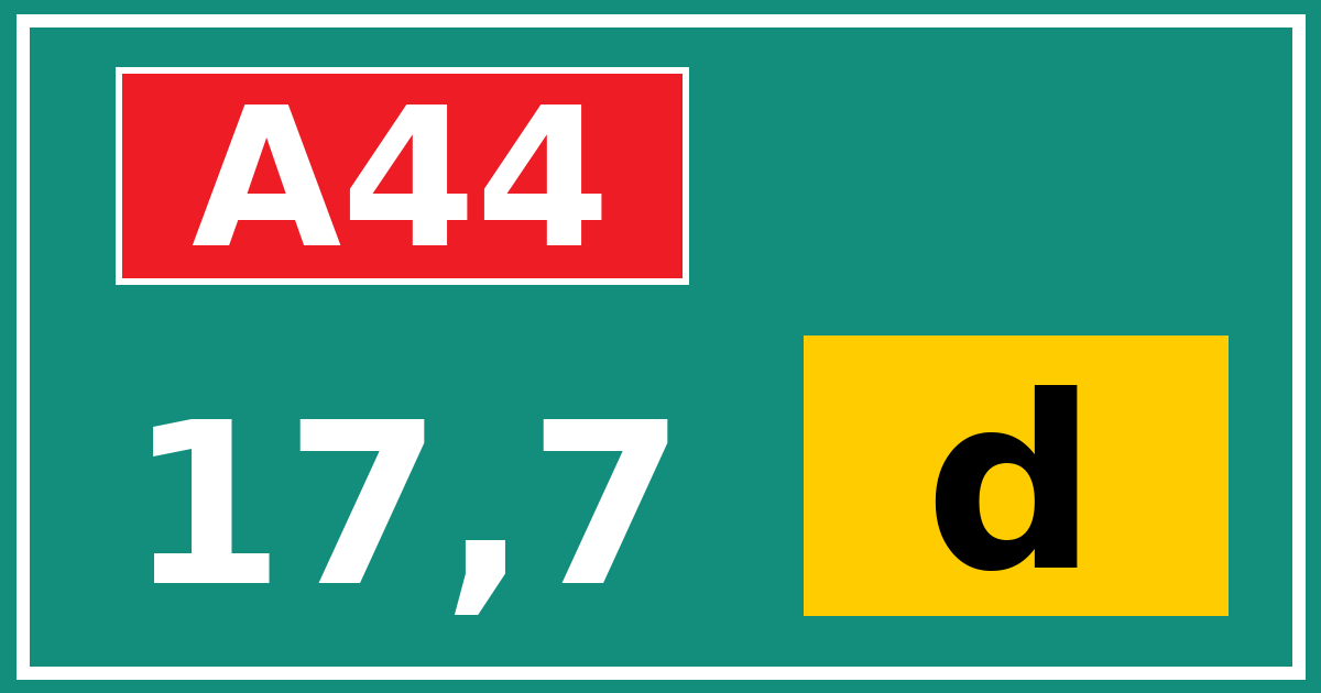 Hectometerbord A44 17,7 letter d