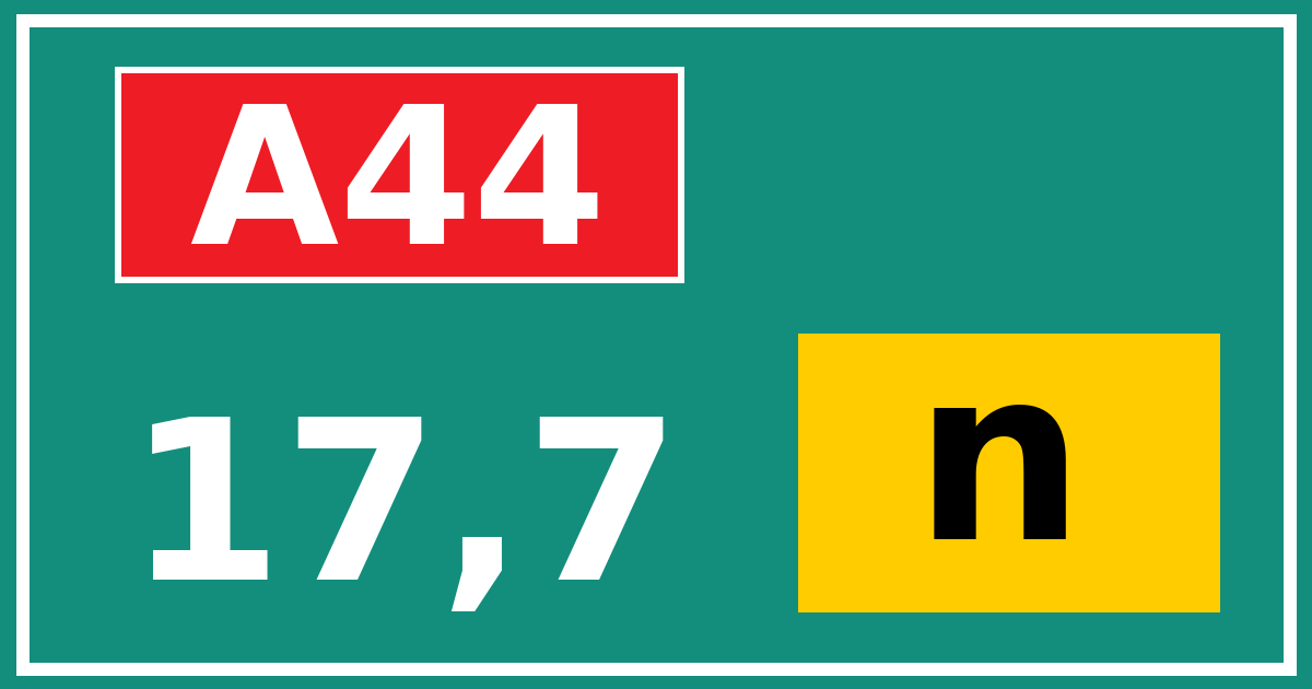 Hectometerbord A44 17,7 letter n