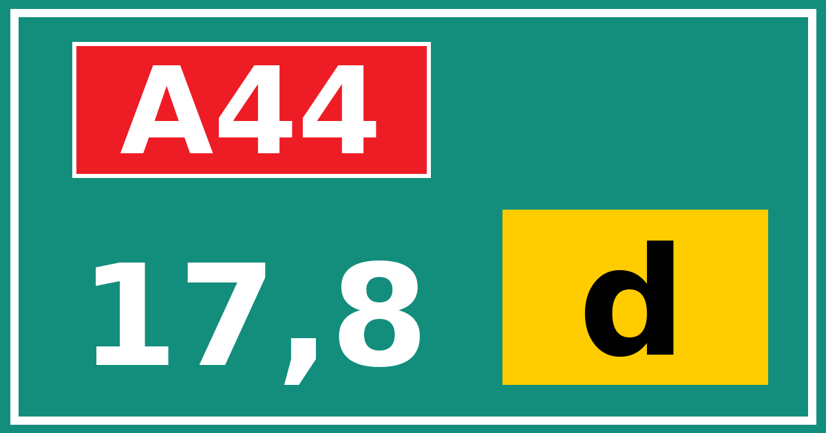 Hectometerbord A44 17,8 letter d