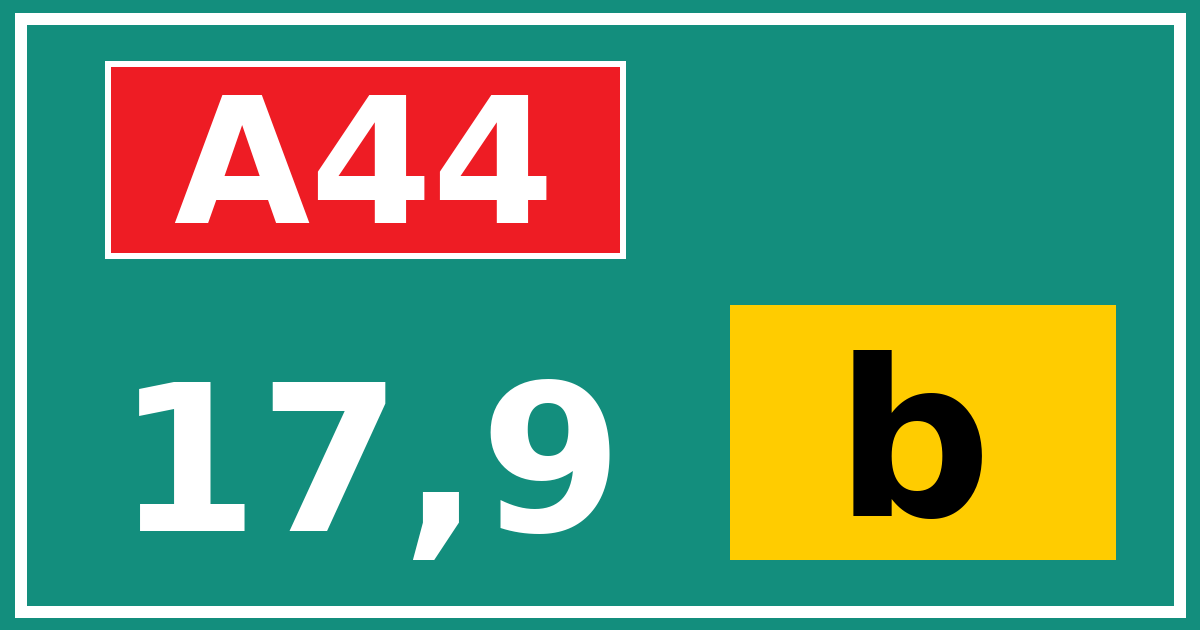 Hectometerbord A44 17,9 letter b