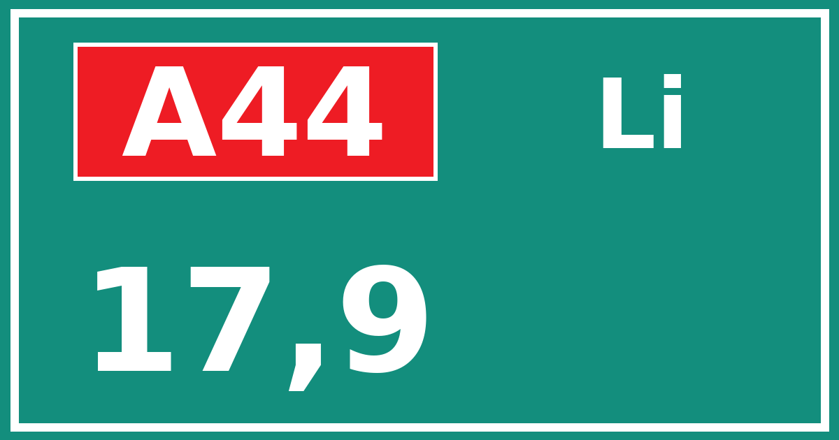 Hectometerbord A44 17,9 zijde Li