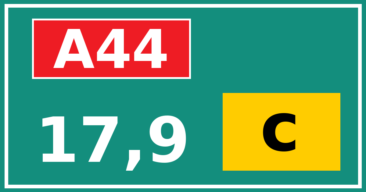 Hectometerbord A44 17,9 letter c