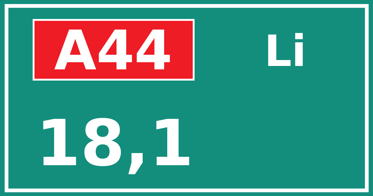 Hectometerbord A44 18,1 zijde Li