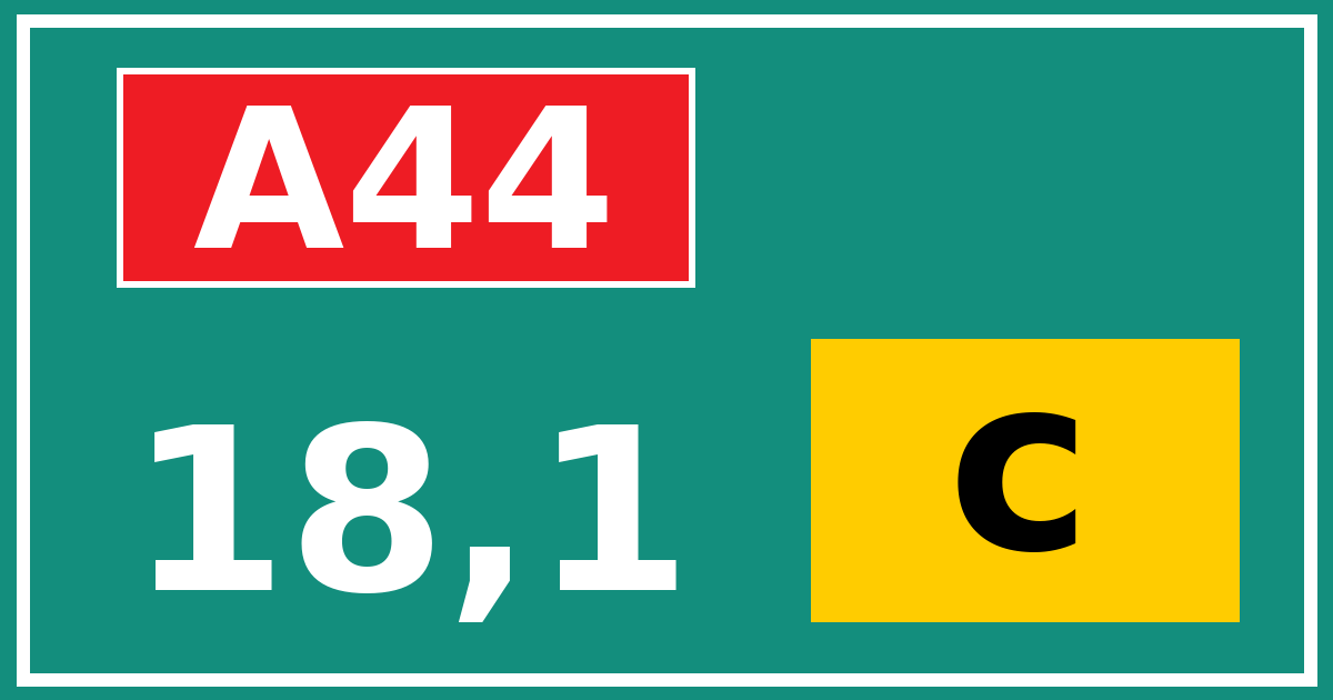 Hectometerbord A44 18,1 letter c