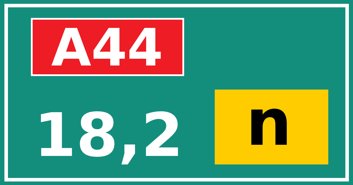 Hectometerbord A44 18,2 letter n
