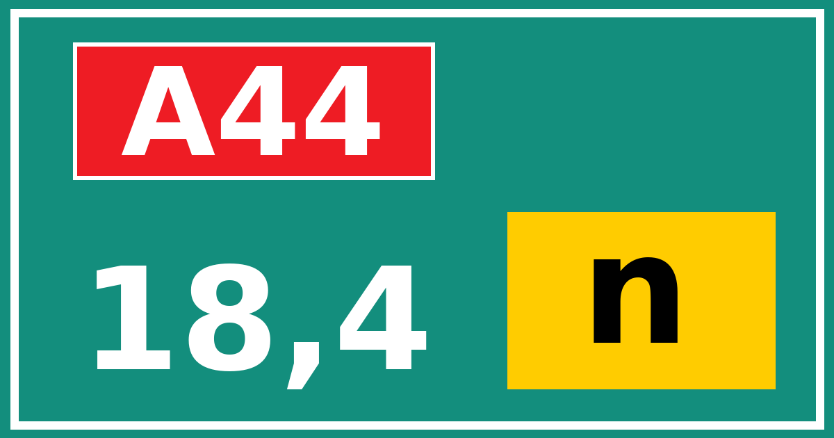 Hectometerbord A44 18,4 letter n