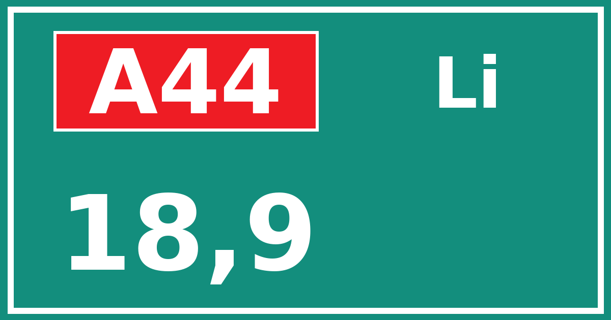 Hectometerbord A44 18,9 zijde Li