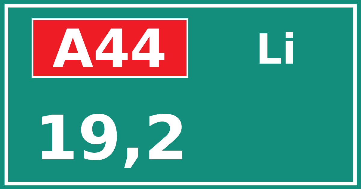 Hectometerbord A44 19,2 zijde Li