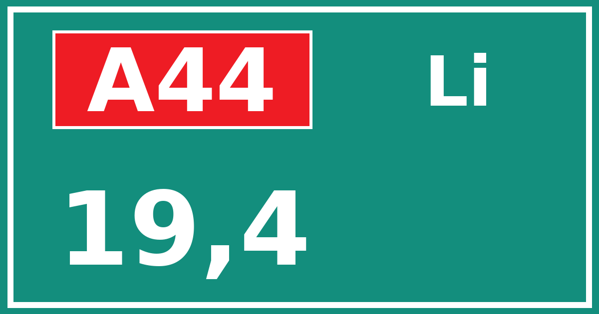 Hectometerbord A44 19,4 zijde Li