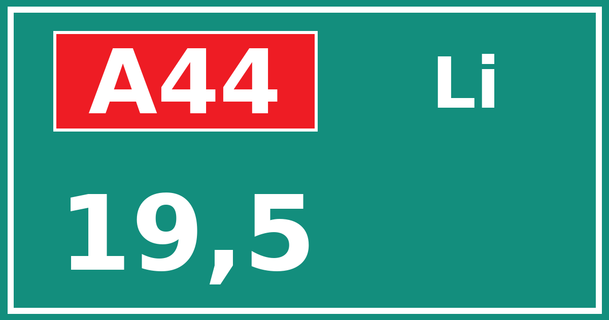 Hectometerbord A44 19,5 zijde Li