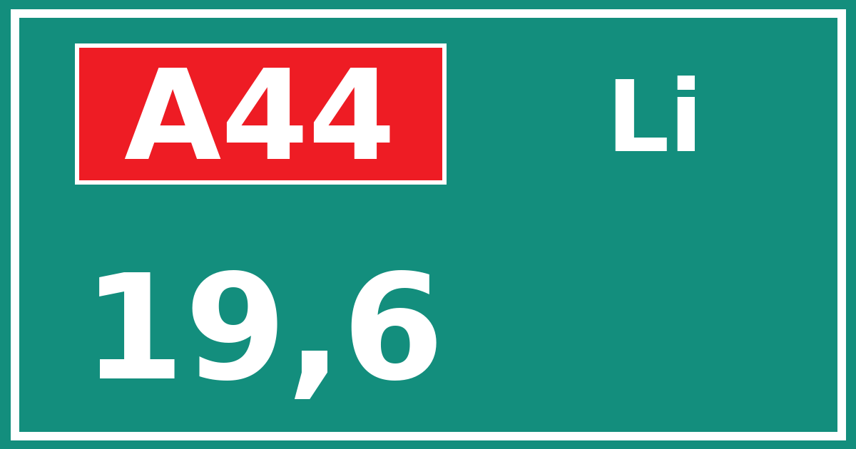 Hectometerbord A44 19,6 zijde Li