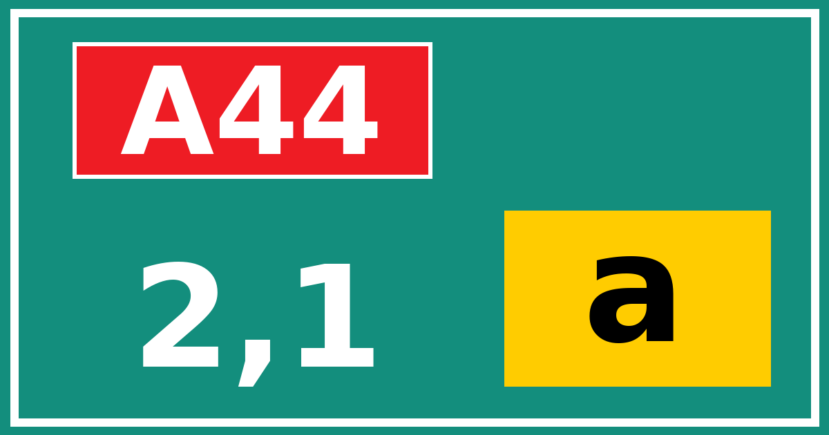 Hectometerbord A44 2,1 letter a